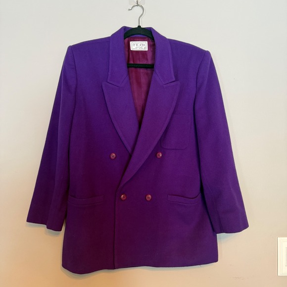 MR JAX Jackets & Blazers - Vintage MR JAX Women's Double Breasted Purple Wool Cashmere Blend Blazer Size 12